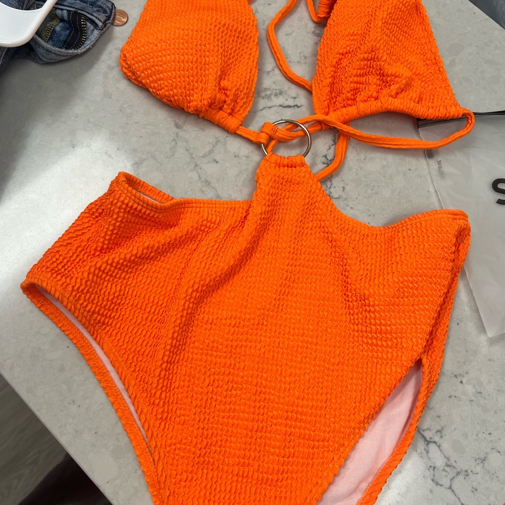 SHEIN Bright Orange Kids Bikini Set
